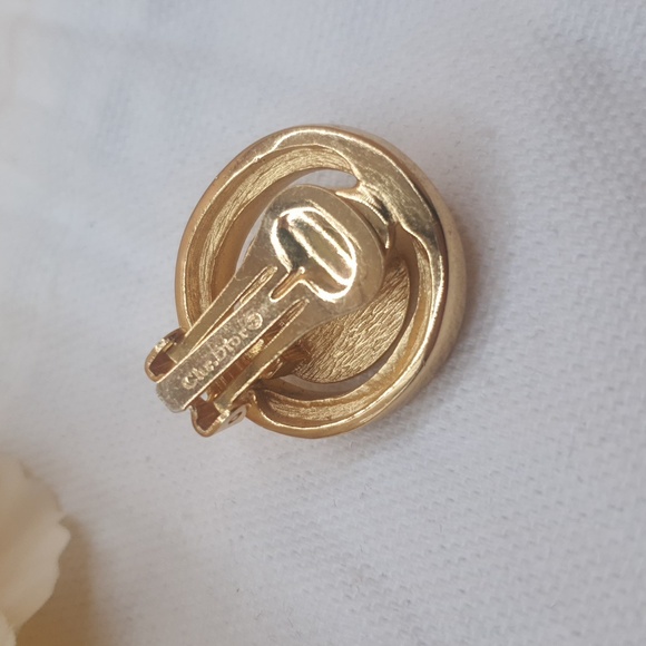 💚 Christian Dior Rhinestone Faux Pearl Clip Earrings Gold Tonea W/ Dior dustbag - Picture 5 of 10
